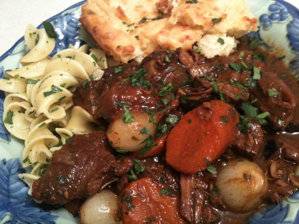 Boeuf Bourguignon served on a plate