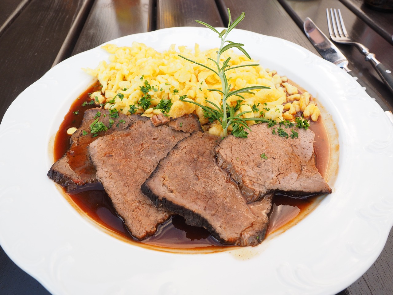 sauerbraten, flesh, meat dish