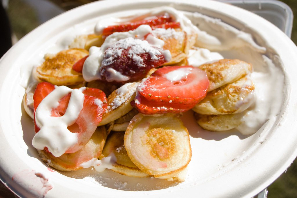 Poffertjes on a plate - European traditional foods