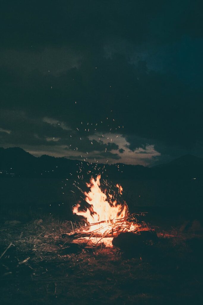 Lit Bonfire Outdoors during Nighttime