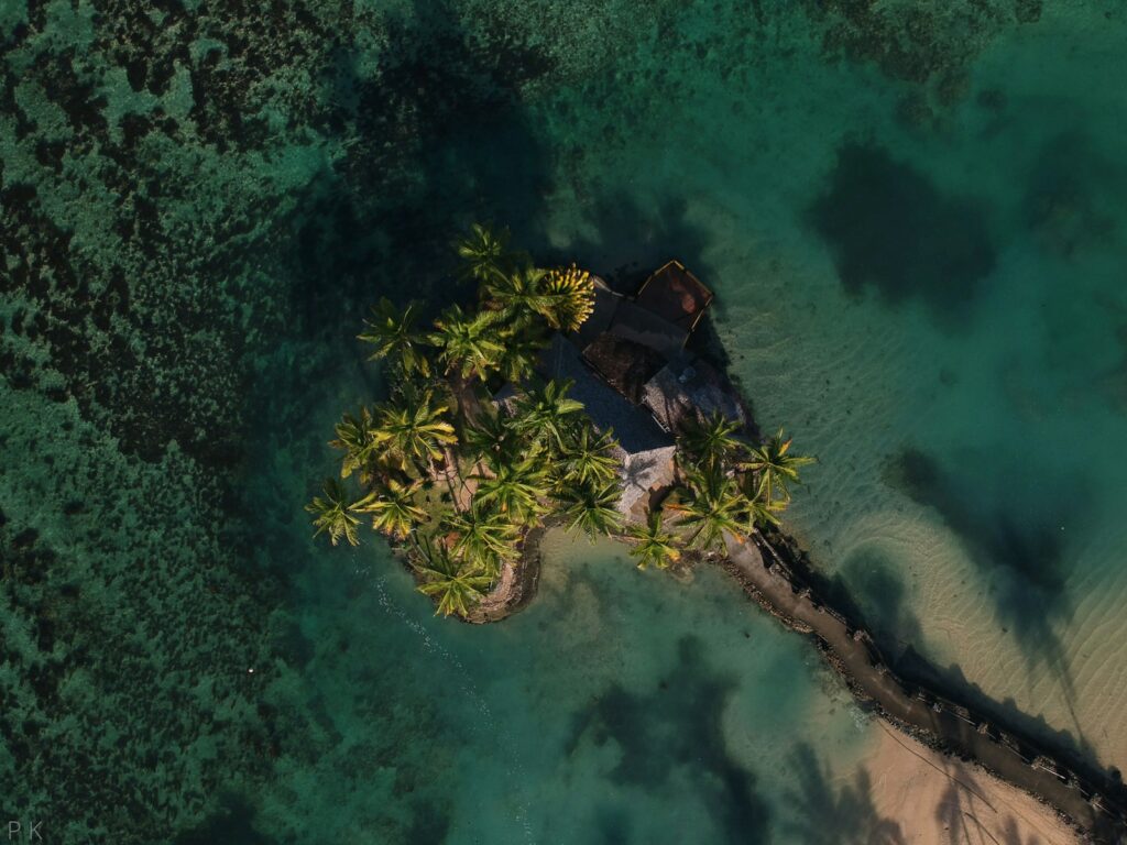 bird's-eye view of island - Fiji - island hopping for couples